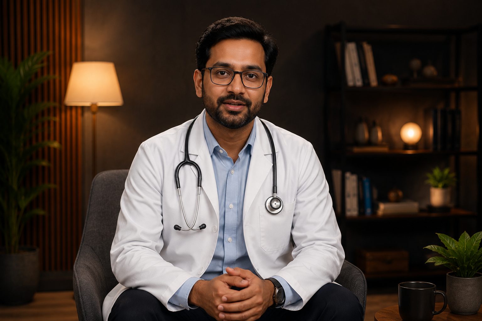 Doctor recording a patient-education video at Sai Podcast Studios, Ludhiana