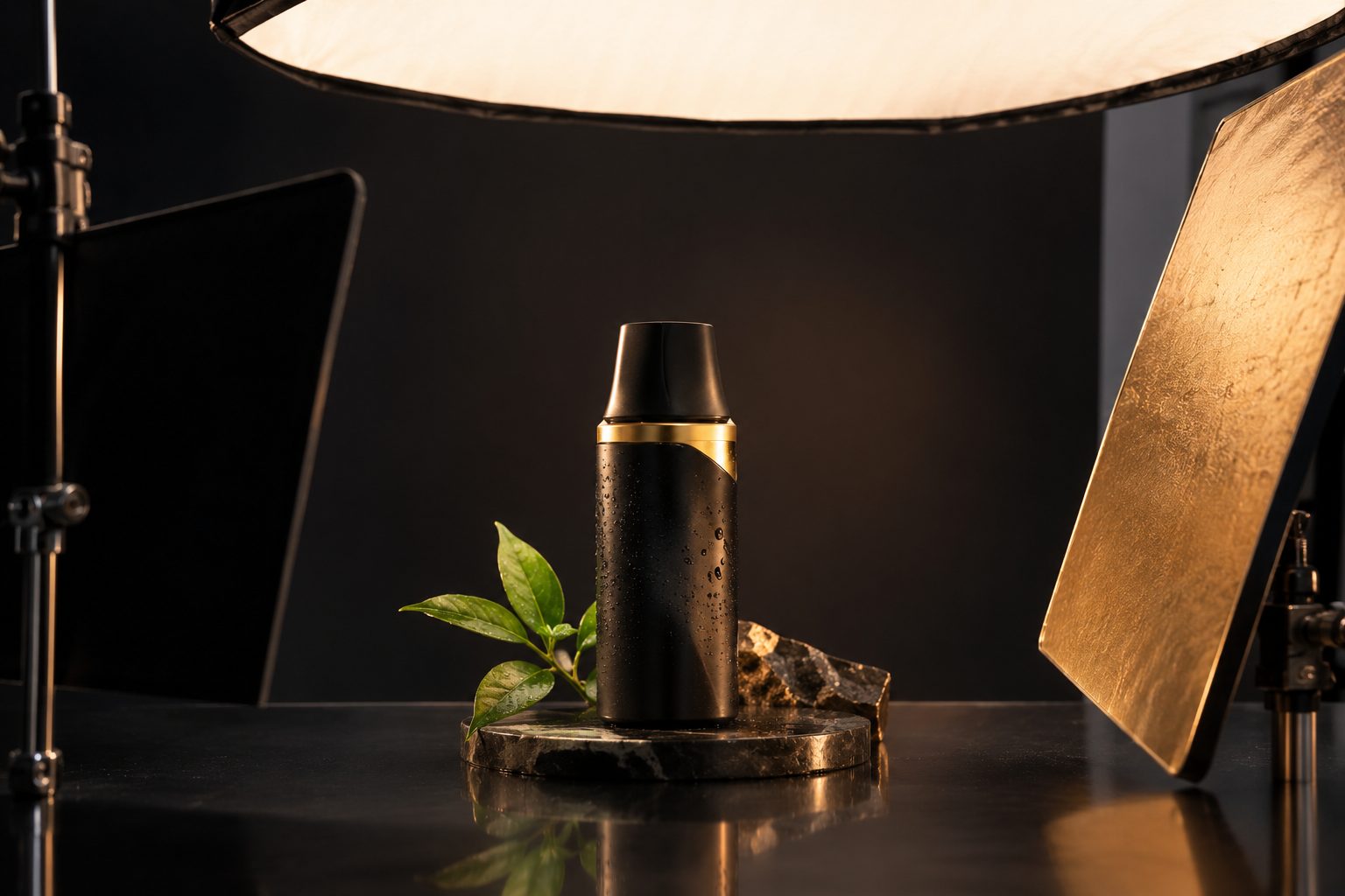 Product shot lit with a softbox and gold reflector at Sai Podcast Studios, Ludhiana
